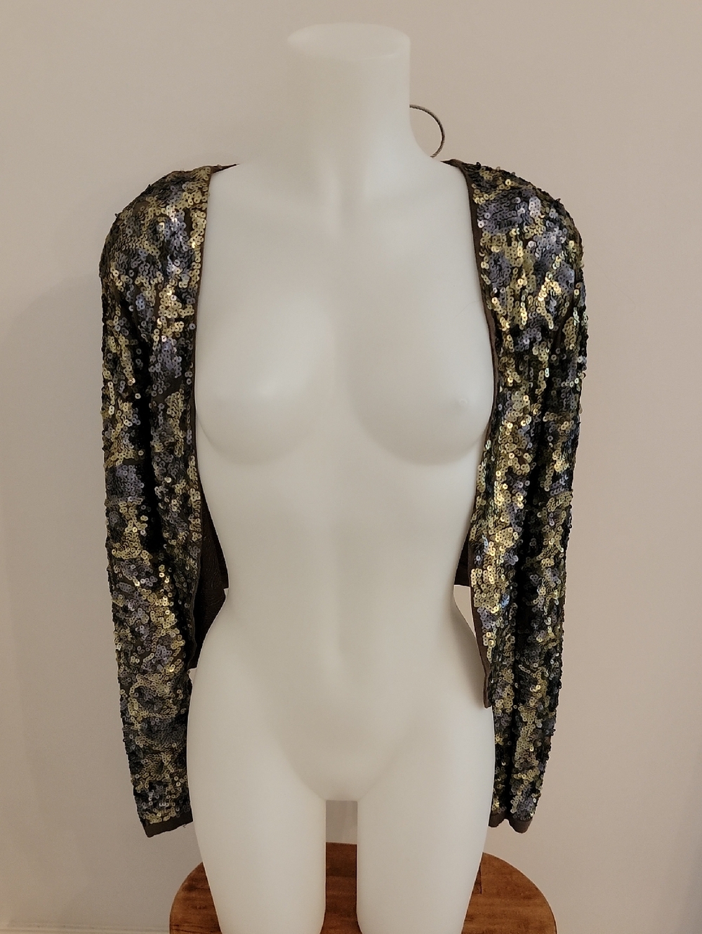 Mango Sequin Open-Front Jacket